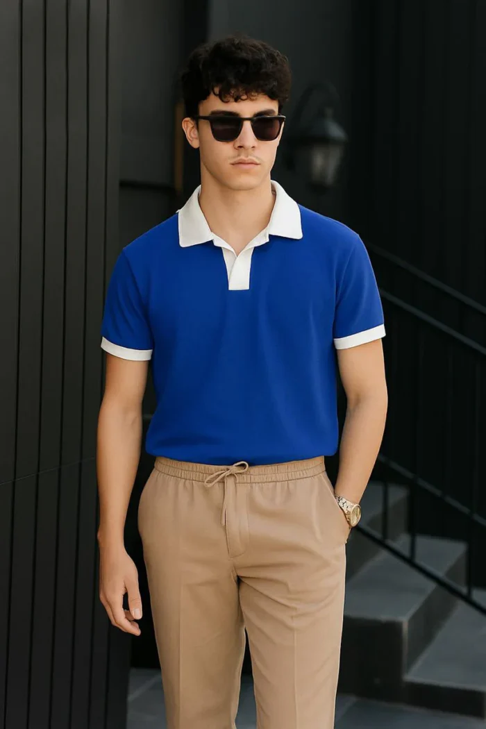 TwoTone JohnnyCollar Polo | Blue