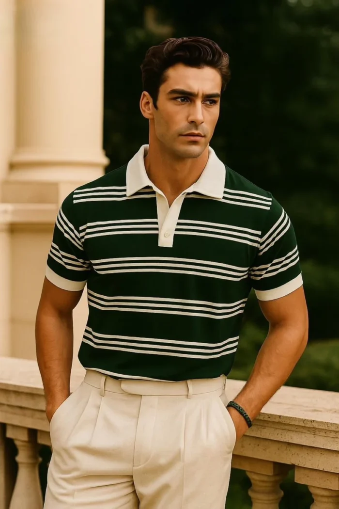 TwoTone Striped Polo | Green