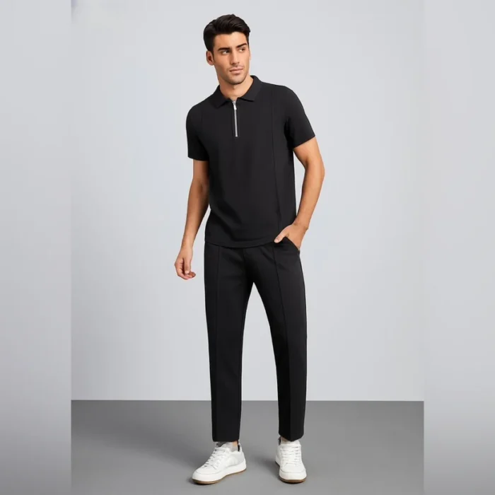 Striped ZipUp TrackSuit | Black